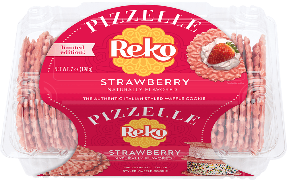 Strawberry Pizzelle Waffle Cookies Reko Pizzelle Cookies